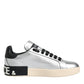 Dolce & Gabbana Silver Calf Leather Portofino Sneakers Shoes