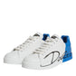 Dolce & Gabbana White Blue Portofino Low Top Sneakers Shoes