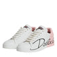 Dolce & Gabbana White Pink Portofino Low Top Sneakers Shoes