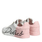 Dolce & Gabbana White Pink Portofino Low Top Sneakers Shoes