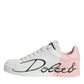 Dolce & Gabbana White Pink Portofino Low Top Sneakers Shoes