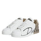 Dolce & Gabbana White Gold Portofino Low Top Sneakers Shoes