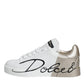 Dolce & Gabbana White Gold Portofino Low Top Sneakers Shoes