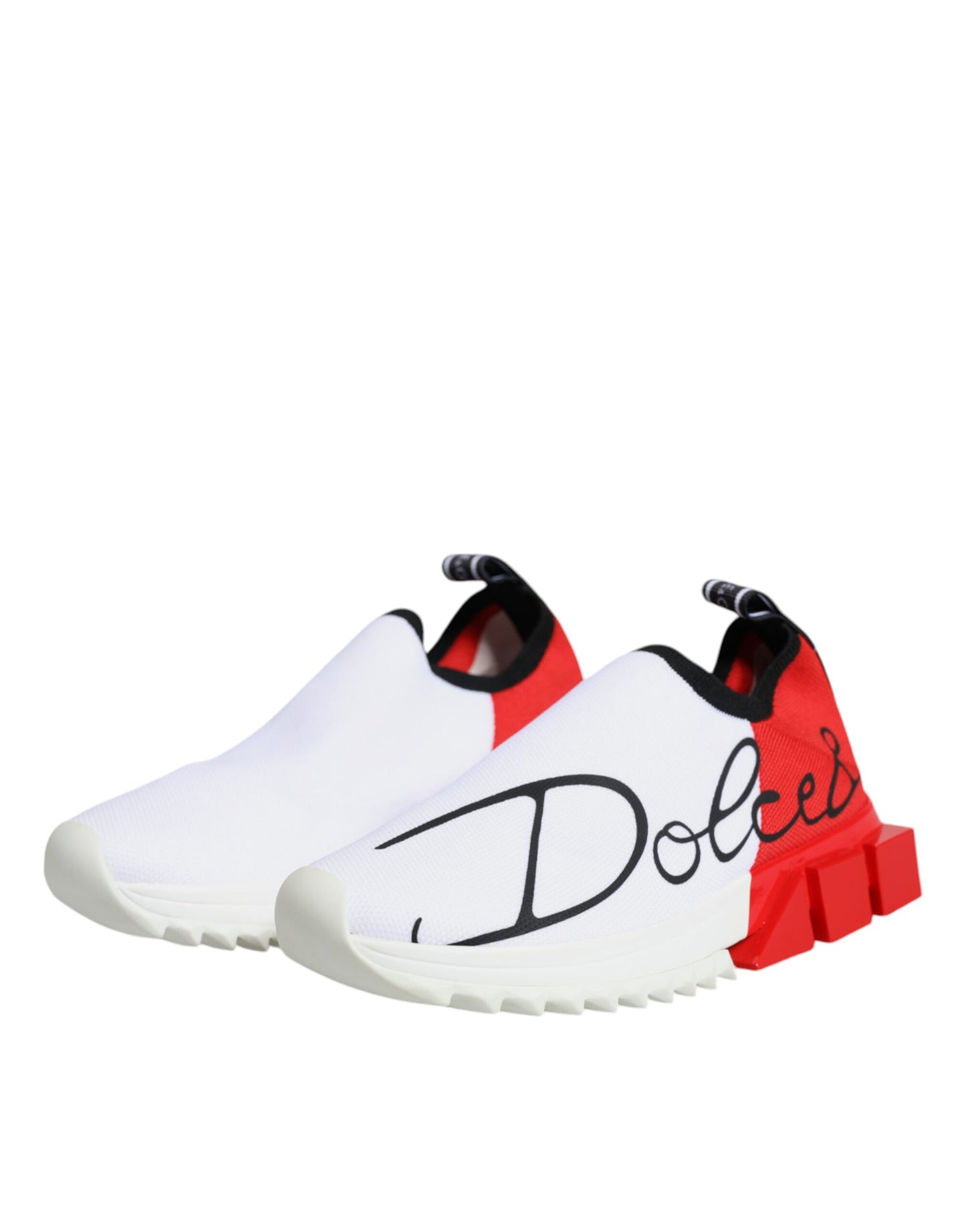 Dolce & Gabbana White Red Low Top Sorrento Men Sneakers Shoes