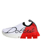 Dolce & Gabbana White Red Low Top Sorrento Men Sneakers Shoes