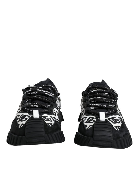 Dolce & Gabbana Black Logo Lace Up Low Top NS1 Sneakers Shoes