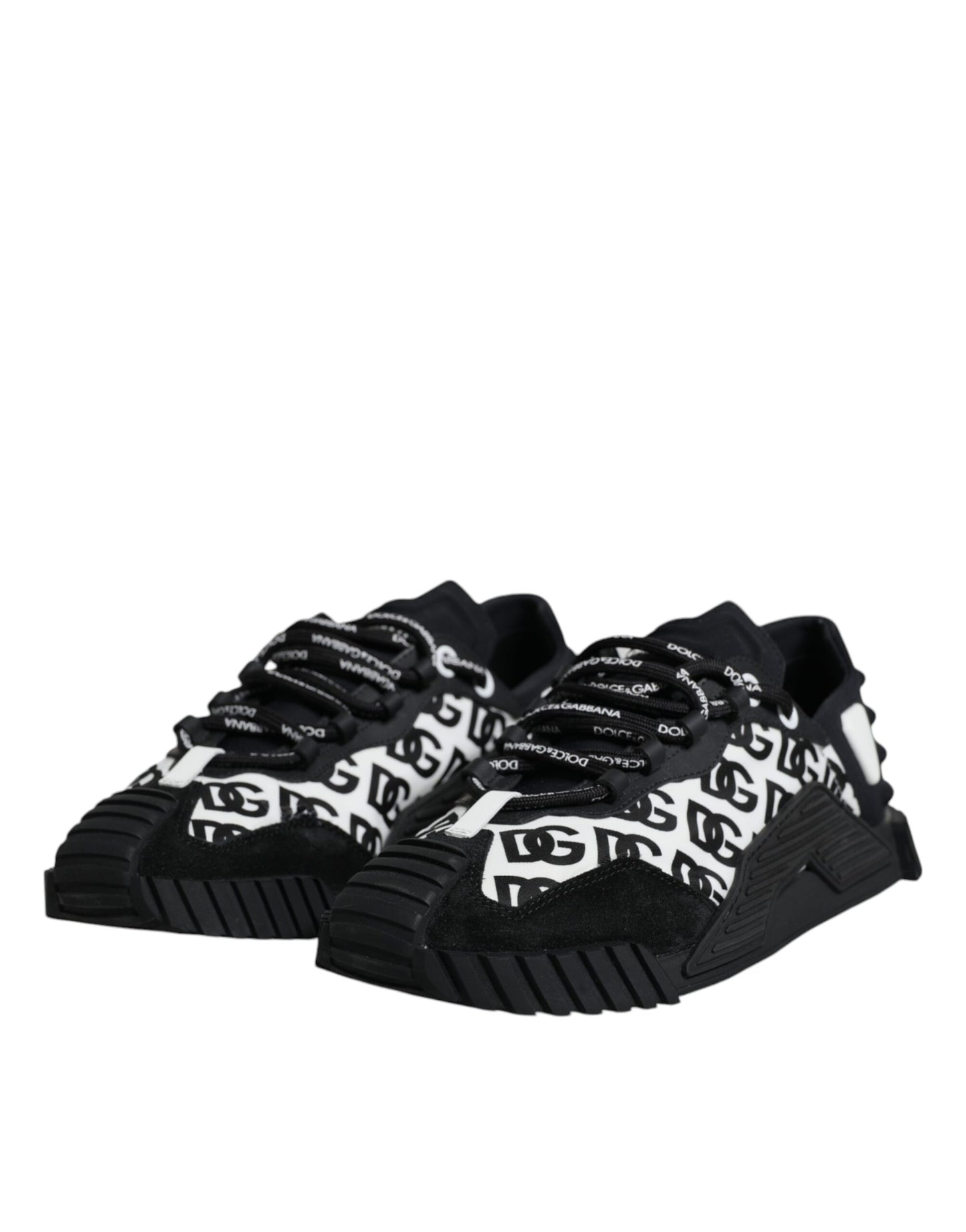 Dolce & Gabbana Black Logo Lace Up Low Top NS1 Sneakers Shoes