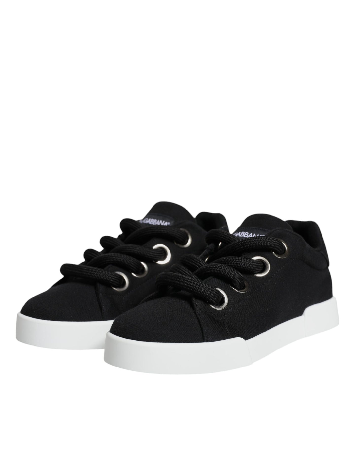 Dolce & Gabbana Black White Portofino Low Top Sneakers Shoes