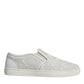 Dolce & Gabbana White Leather Lace Slip On Loafers Shoes