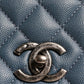 Chanel Dark Blue Flap Top Medium Coco Handle Bag