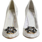 Dolce & Gabbana White Taormina Lace Crystal Heel Pumps Shoes