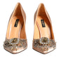 Dolce & Gabbana Beige Satin Crystal High Heels Pumps Shoes