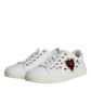 Dolce & Gabbana White Portofino Sacred Heart Sneakers Shoes