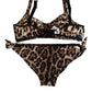 Dolce & Gabbana Brown Silk Stretch Leopard Bra Panty Underwear