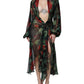 Dolce & Gabbana Black Floral Silk Wrap See Through Dress