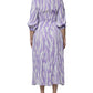 MSGM White Purple Patterned Viscose Short Sleeves Maxi Dress