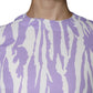 MSGM White Purple Patterned Viscose Short Sleeves Maxi Dress