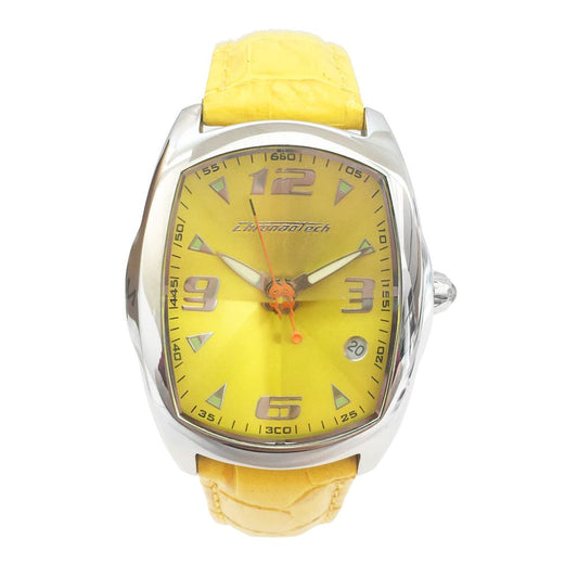 Chronotech Yellow Leather Watch