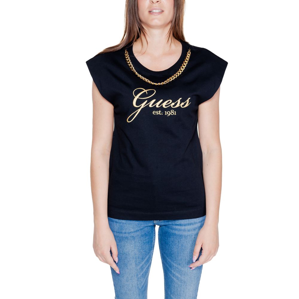 Guess Black Cotton Tops & T-Shirt