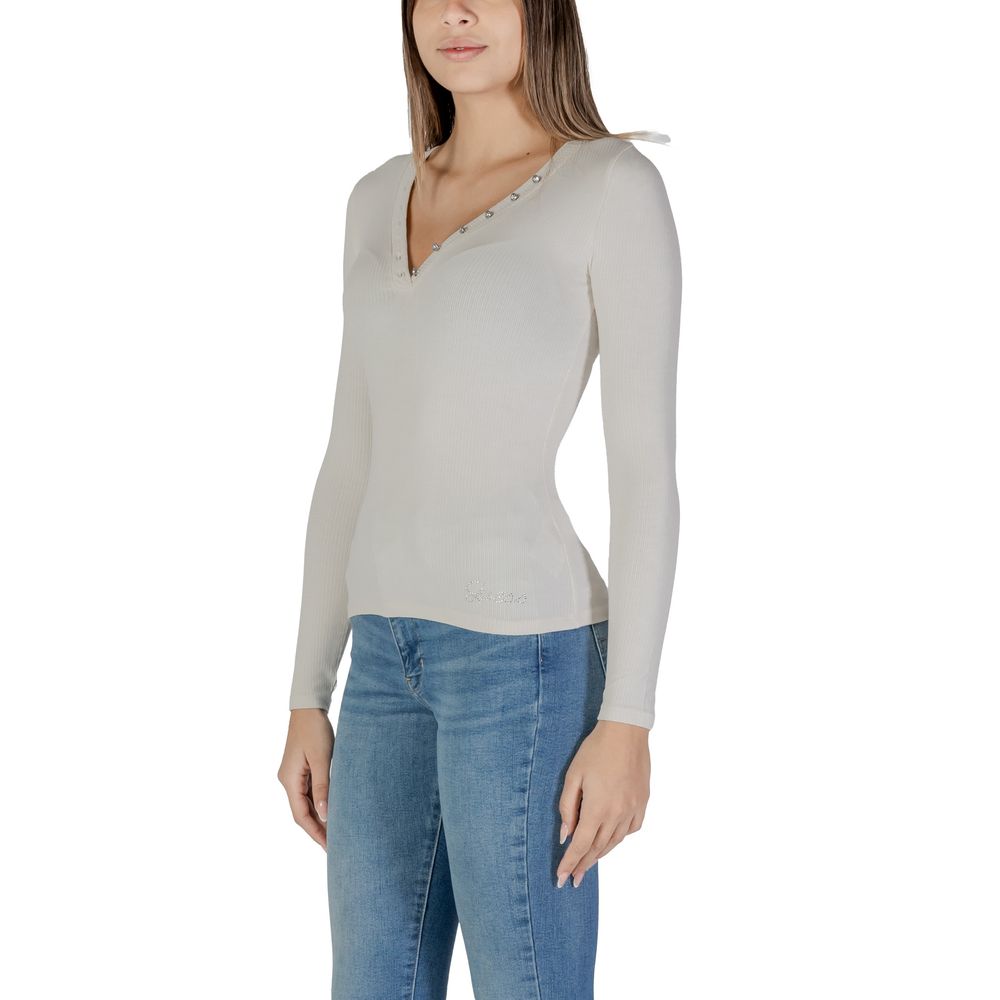 Guess Cream Viscose Tops & T-Shirt