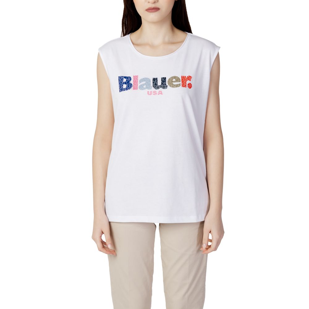 Blauer White Cotton Tops & T-Shirt