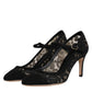 Dolce & Gabbana Black Mary Jane Taormina Lace Pumps Shoes