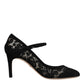 Dolce & Gabbana Black Mary Jane Taormina Lace Pumps Shoes