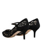 Dolce & Gabbana Black Mary Jane Taormina Lace Pumps Shoes