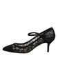 Dolce & Gabbana Black Mary Jane Taormina Lace Pumps Shoes