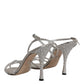 Dolce & Gabbana Silver Crystal Ankle Strap Sandals Shoes