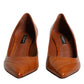 Dolce & Gabbana Brown Leather Kitten Heels Pumps Shoes