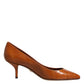 Dolce & Gabbana Brown Leather Kitten Heels Pumps Shoes