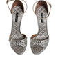 Dolce & Gabbana Silver Ankle Strap Crystal Sandals Shoes