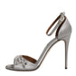 Dolce & Gabbana Silver Ankle Strap Crystal Sandals Shoes