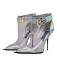 Dolce & Gabbana Silver Iridescent Pointed Short Boots Shoes