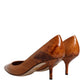 Dolce & Gabbana Brown Leather Kitten Heels Pumps Shoes