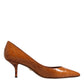 Dolce & Gabbana Brown Leather Kitten Heels Pumps Shoes