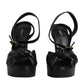 Dolce & Gabbana Black Leather Platform Heels Sandals Shoes