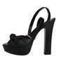 Dolce & Gabbana Black Leather Platform Heels Sandals Shoes