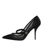 Dolce & Gabbana Black Mesh Mary Jane Crystal Heel Pump Shoes