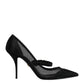 Dolce & Gabbana Black Mesh Mary Jane Crystal Heel Pump Shoes