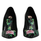 Dolce & Gabbana Black Floral Print High Heels Pumps Shoes