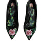 Dolce & Gabbana Black Floral Print High Heels Pumps Shoes