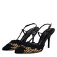 Dolce & Gabbana Black Brown Lace High Heels Slingback Shoes