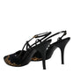 Dolce & Gabbana Black Brown Lace High Heels Slingback Shoes