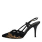 Dolce & Gabbana Black Brown Lace High Heels Slingback Shoes