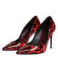 Dolce & Gabbana Red Leopard Leather Stiletto High Heels Pumps Shoes