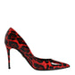 Dolce & Gabbana Red Leopard Leather Stiletto High Heels Pumps Shoes