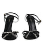 Dolce & Gabbana Black Leather Crystal Heels Sandals Shoes