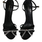 Dolce & Gabbana Black Leather Crystal Heels Sandals Shoes